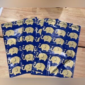 10x13 (100) Blue and Gold Elephant Print Bags